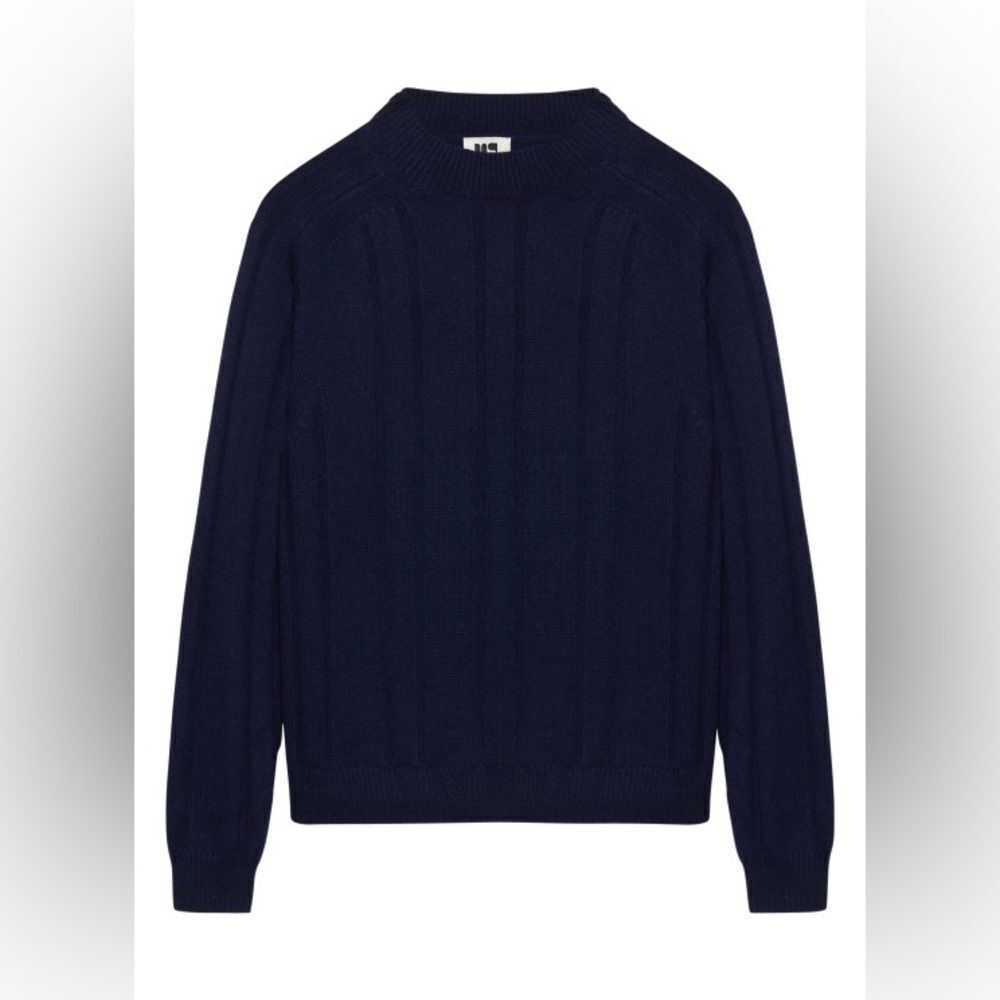 Maison Standard Flat Ribbed High Neck Sweater Navy S NWT IN PACKAGE
